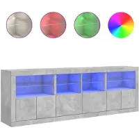 vidaXL Dressoir met LED-verlichting, betonkleur, 202x37x67 cm