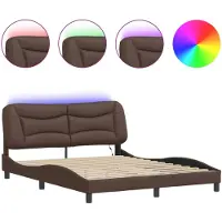 vidaXL Bedframe met LED zonder matras "Hvar" bruin 160x200 cm