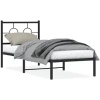 vidaXL Bedframe met hoofdeinde, zwart metaal, 80x200 cm