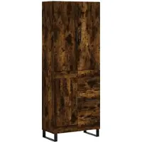 vidaXL Hoge kast 69,5x34x180 cm bewerkt hout gerookt eikenkleurig