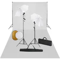 vidaXL Fotostudioset met lampen, paraplu's, achtergrond en reflector