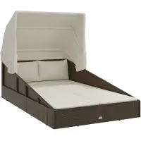 vidaXL Ligbed met inklapbaar dak 200x114x128 cm poly rattan bruin