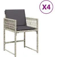 vidaXL Tuinstoelen met kussens, 4 stuks, lichtgrijs, polyrotan