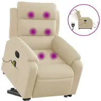 vidaXL Sta-op-massagestoel elektrisch verstelbaar stof crèmekleurig