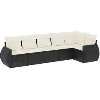 vidaXL 6-delige tuinmeubelset met kussens, zwart, polyrotan