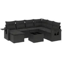 vidaXL 8-delige tuinmeubelset met kussens, zwart, polyrotan
