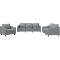vidaXL 3-delige Loungeset met kussens stof lichtgrijs