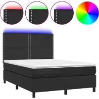 vidaXL Boxspring met matras en LED kunstleer zwart 140x200 cm