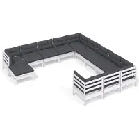 vidaXL 12-delige loungeset voor de tuin met kussens, wit, van grenenhout
