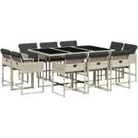 vidaXL 11-delige tuinset met kussens, lichtgrijs, polyrotan