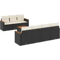 vidaXL 8-delige tuinmeubelset met kussens, zwart, polyrotan