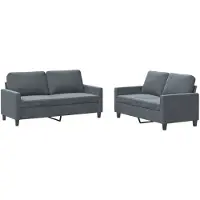 vidaXL 2-delige Loungeset met kussens fluweel donkergrijs