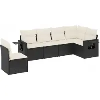 vidaXL 6-delige tuinmeubelset met kussens, zwart, polyrotan