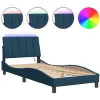 vidaXL Bedframe met LED-verlichting, zonder matras, "Hanko", blauw, 80x200 cm, fluweel
