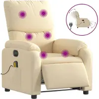 vidaXL Massagestoel elektrisch verstelbaar stof crèmekleurig