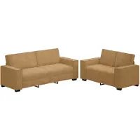 vidaXL 2-delige Loungeset met kussens fluweel bruin