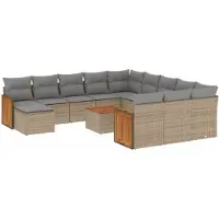 vidaXL 13-delige Loungeset met kussens poly rattan beige