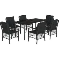 vidaXL 7-delige tuinset met kussens, zwart, van polyrotan