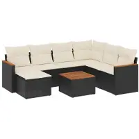 vidaXL 8-delige tuinmeubelset met kussens, zwart, polyrotan