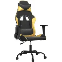 vidaXL Gamingstoel met massagefunctie, zwart en goud, kunstleer
