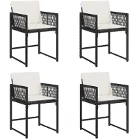 vidaXL Tuinstoelen met kussens, 4 stuks, zwart, polyrotan