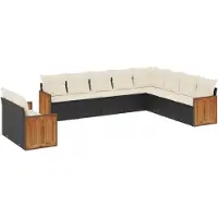 vidaXL 10-delige loungeset voor de tuin met kussens, zwart, polyrotan