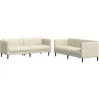 vidaXL 2-delige Loungeset stof crèmekleurig