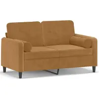vidaXL Tweezitsbank met sierkussens 120 cm fluweel bruin