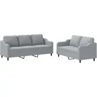 vidaXL 2-delige Loungeset met kussens stof lichtgrijs