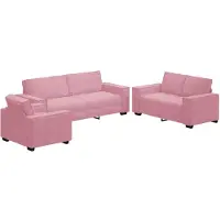vidaXL 3-delige Loungeset met kussens fluweel roze