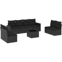 vidaXL 9-delige Loungeset met kussens poly rattan zwart
