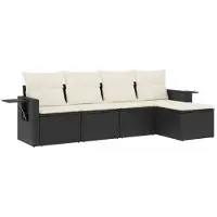 vidaXL 5-delige tuinmeubelset met kussens, zwart, polyrotan