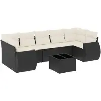 vidaXL 8-delige tuinmeubelset met kussens, zwart, polyrotan