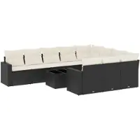 vidaXL 11-delige Loungeset met kussens poly rattan zwart