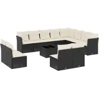 vidaXL 13-delige tuinmeubelset met kussens, zwart, polyrotan