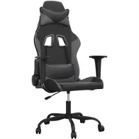 vidaXL Gamingstoel met massagefunctie, zwart en grijs, kunstleer