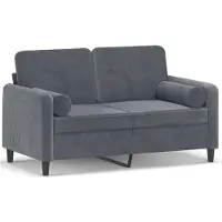 vidaXL Tweezitsbank met sierkussens 120 cm fluweel donkergrijs