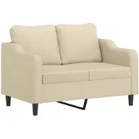 vidaXL Tweezitsbank 120 cm stof crèmekleurig