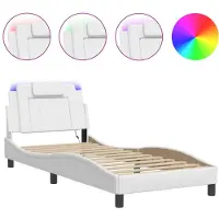 vidaXL Bedframe "Viana" met LED-verlichting, zonder matras, wit, 90x190 cm