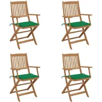 vidaXL Set van 4 klapstoelen met kussens, gemaakt van massief acaciahout.