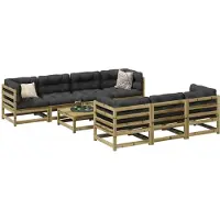 vidaXL 8-delige Loungeset met kussens geïmpregneerd grenenhout