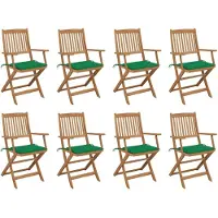 vidaXL Inklapbare stoelen 8 st met kussens massief acaciahout