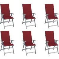 vidaXL Verstelbare stoelen met hoge rugleuning, set van 6, met kussens, gemaakt van massief acaciahout