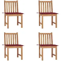 vidaXL Tuinstoelen, 4 stuks, met kussens, massief teakhout