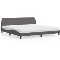 vidaXL Bed met matras "Dover", grijs, 200x200 cm, kunstleer