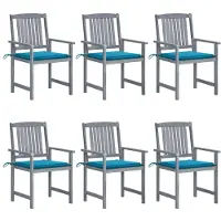 vidaXL Tuinstoelen met kussens, 6 stuks. Massief acaciahout, grijs