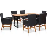 vidaXL 7-delige tuinset, polyrotan en acaciahout, zwart