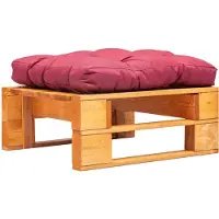 vidaXL Tuinpoef met rood kussen pallet hout honingbruin