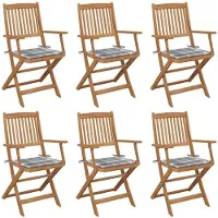 vidaXL Inklapbare stoelen 6 st met kussens massief acaciahout