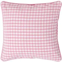 Homescapes Gingham katoenen kussenhoes 45 x 45 cm roze